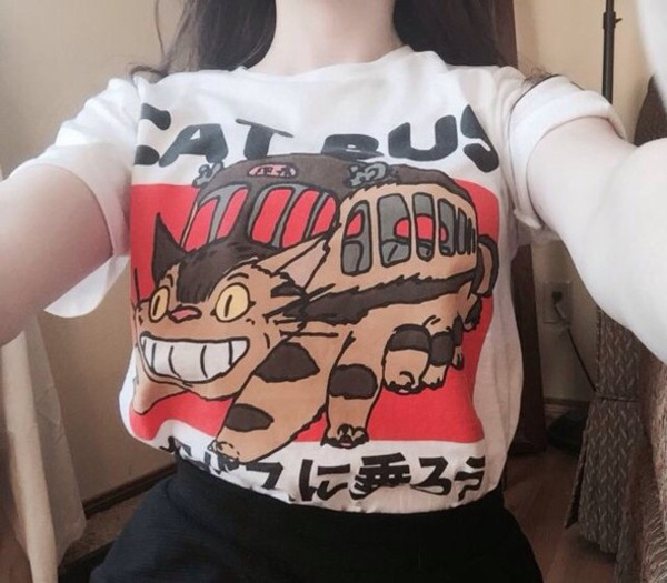 Studio Ghibli Neighbour Totoro Ride Cat Bus Japanses Anime Unisex T-Shirt Tumblr Cute Graphic Tee White | Wish Studio Ghibli Neighbour Totoro Ride Cat Bus Japanses Anime Unisex T-Shirt Tumblr Cute Graphic Tee White | Wish