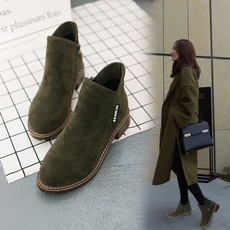 Fashion Women Martin Boots Autumn Winter Boots Zipper Ankle Boots Warm Plush Shoes (Please Check Size Chart Carefully)