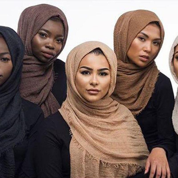 Women Cotton Viscose Maxi Crinkle Cloud Hijab Scarf Shawl Islam Muslim Scarves