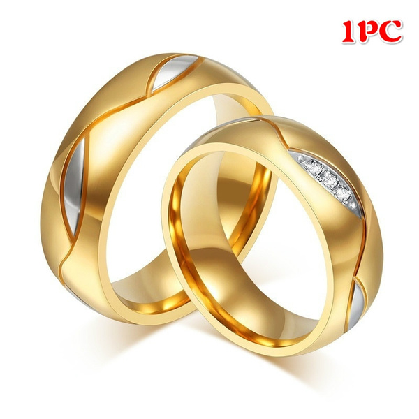 Anillo De Bodas De Acero Inoxidable De Zirconia Cúbica De De Anillo De Bodas De Acero Inoxidable De Zirconia Cúbica De De