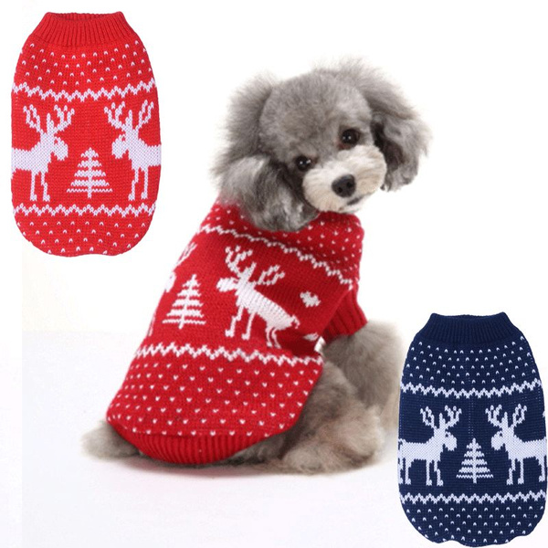 Raking Christmas Knitted Cotton Dog Hoody Turtleneck Sweater Jumper Costume Clothes Apparel Outfit XXL, Deer-Red