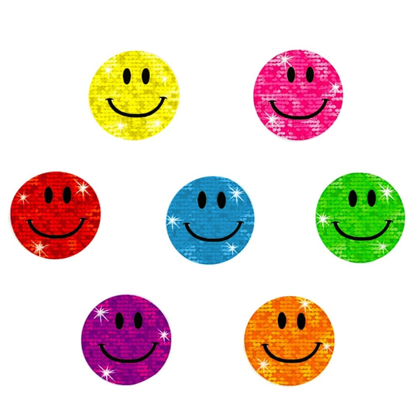 112 Smiley Sticker Smile Aufkleber Glitzer Emoji Set - bunt