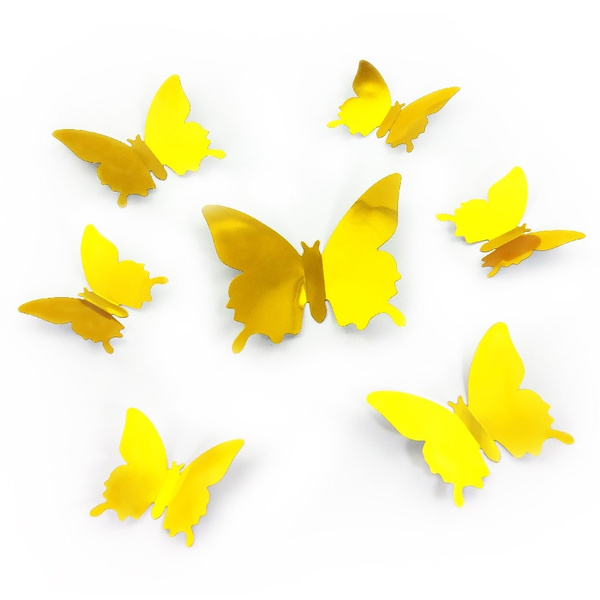 3D Schmetterlinge 12er Set Wandtattoo Wandsticker Wanddeko - gold