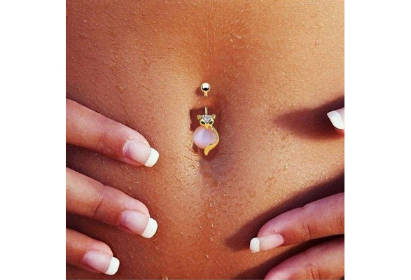 Fashion Jewelry No Dropping Cute Fox Opal Shape Navel Belly Button Ring Piercing Jewelry Jewelry Watches - belly button ring roblox