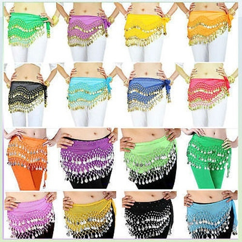 Coin Belt Belly Dance Hip Skirt Scarf Wrap Belt For Kids Girls - Gold &amp; Silver Coins, No Tags (Best Dance Brand) Belly Dance Costume Egypt
