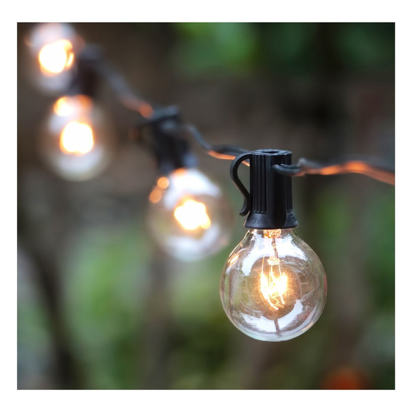 25ft G40 Globe String Lights With Clear Bulbs Ul Listed Backyard Patio Hanging Indoor Outdoor Light For Bistro Pergola Deckyard Tents Market Cafe Gazebo Porch Letters Party Decor Black Wish 25ft G40 Globe String Lights With Clear, Globe Outdoor Lights String
