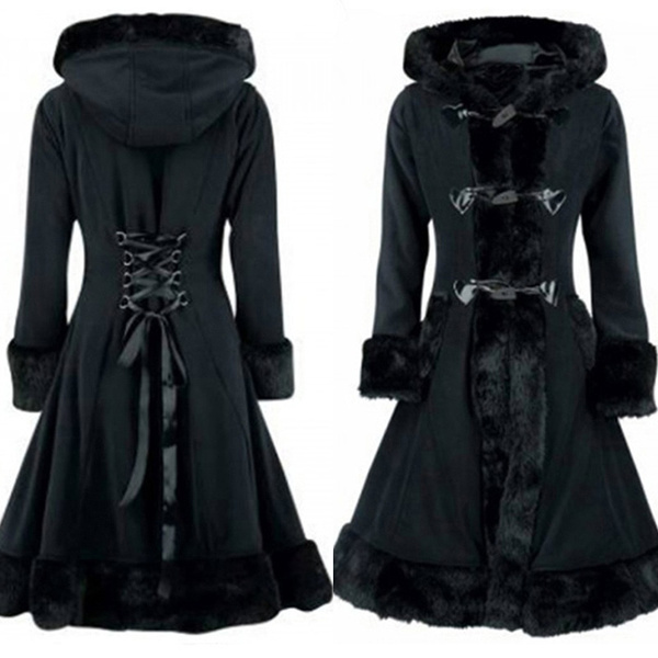Women Gothic Trench Coat Vintage, Goth Trench Coat Womens