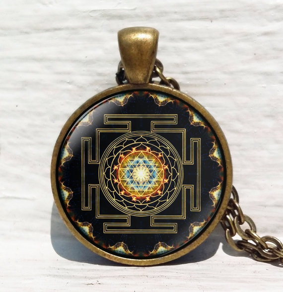 Sri yantra pendant, Sacred geometry jewelry, Sri yantra jewelry