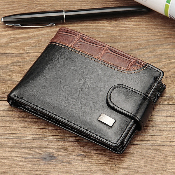 Men Luxury Bifold PU Leather ID Card Holder Money Clutch Billfold Coin ...