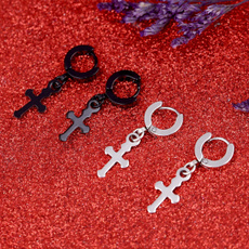 Steel, crossearring, Stainless Steel, blackcros