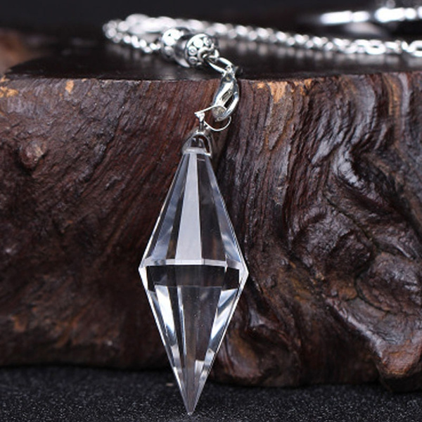 clear quartz pendulum necklace