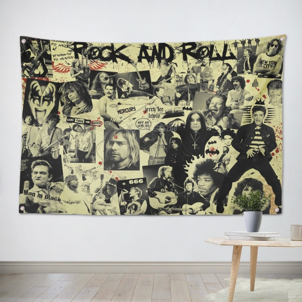 Rock and Roll Heavy Metal Music Hanging Flag Banner Retro Cloth Art Wall Decor