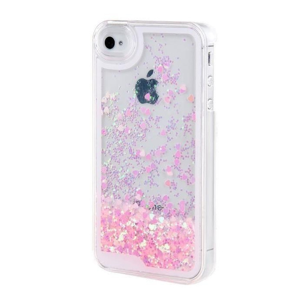 case cover Iphone 5S en Luxe Bling en Heart Shaped de couverture brillante Paillettes - Rose Wish