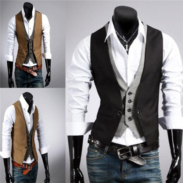 Mens suit vest on sale outfit