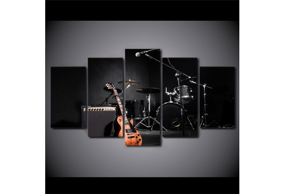 Music Guitar Drum Instruments 5 Pieces canvas Wall Art Print Picture Home Decor Music Guitar Drum Instruments 5 Pieces canvas Wall Art Print Picture Home Decor