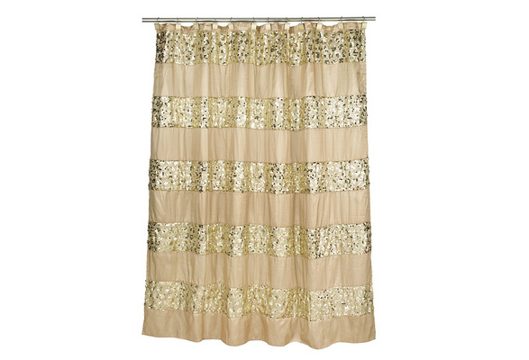 Popular Bath Sinatra Sequin Shower Curtain, White, 70x72 Inches