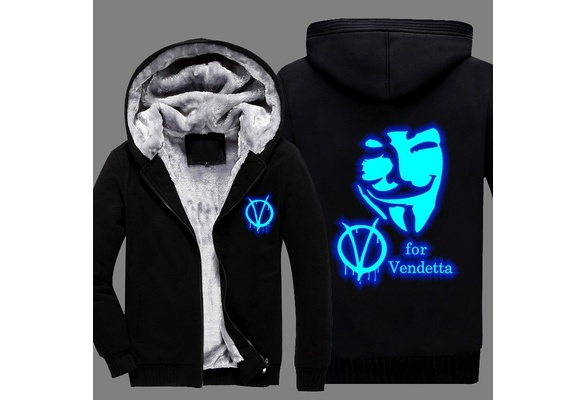 V for Vendetta Sweater Coat Male Hooded Jacket Luminous