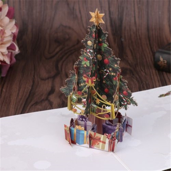 Handmade 3D Greeting Cards Merry Christmas Tree Xmas Thanks Gifts YU 