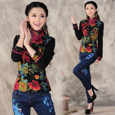 Fashion, Chinese, embroideryflaresleevetop, slim