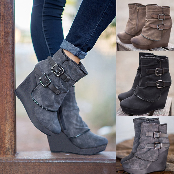 ankle wedge heel boots