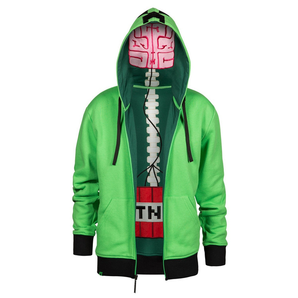 Minecraft Creeper Anatomy Youth Green Premium Zip Up Hoodie Wish