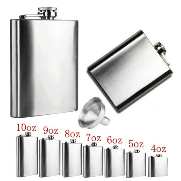 Stainless Steel Hip Liquor Whiskey Alcohol Flask Cap Pocket Wine