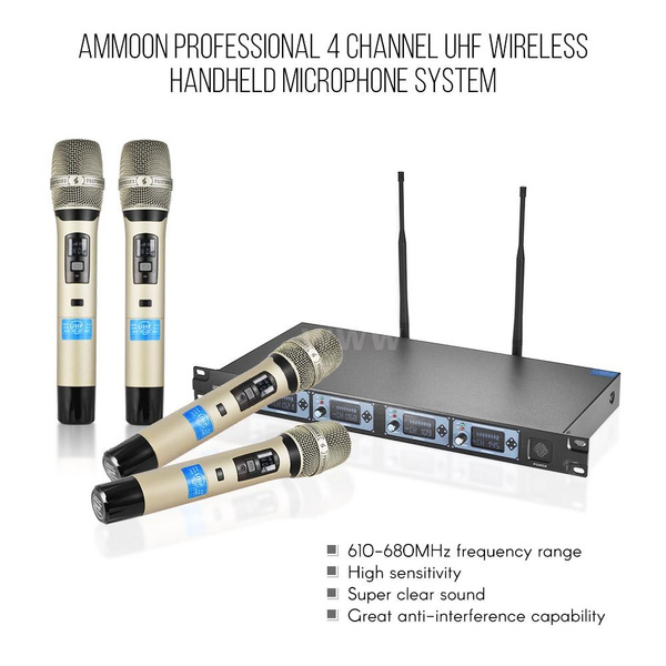 Ammoon 4D B Professional 4 Channel UHF Wireless Handheld