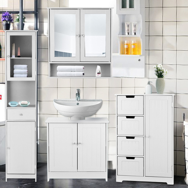 iKayaa Modern Under Sink Storage Cabinet with Doors Bathroom