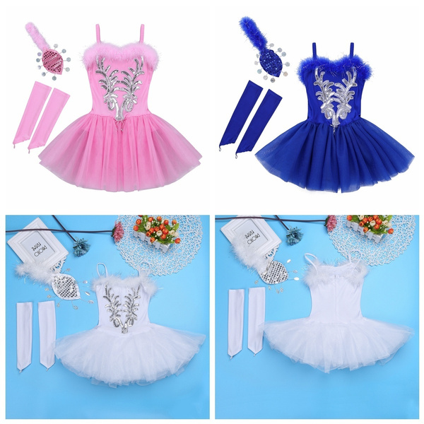 Girl Kid Leotard Ballet Tutu Dress Ballerina Fairy Swan Costumes Dancewear 2-12Y