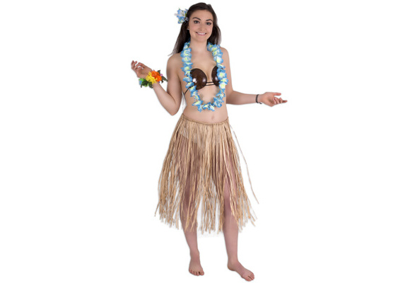 Aloha Hawaii Vibe Luau Theme Party Hula Skirt Coconut Bra Costume
