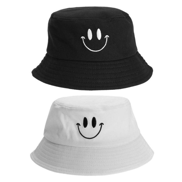 Smile Face Embroidery Bucket Hat Fishing Sunscreen Bucket Hat | Wish