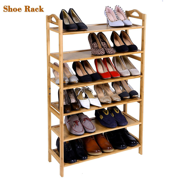 6 Layer Portable Bamboo Board Shoe Rack Storage Shoes Organizer Book Shelf Mutifunctional For Entry Hallway Bedroom Wish