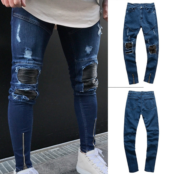 mens skinny jeans with zippers at ankle