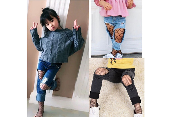 Kids Baby Girl Fishnet Bodystockings Black Pantyhose Tights