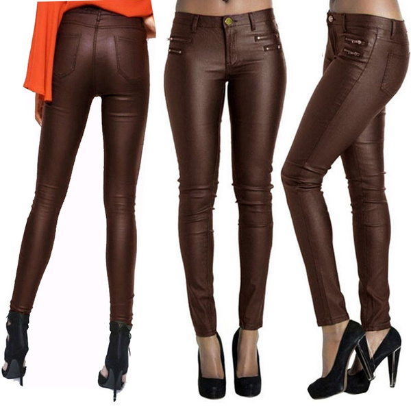 Faux Leather Split Hem Skinny Trousers | Nasty Gal
