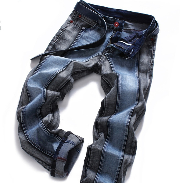 Red Color Buckle Slim Long Pants Jeans 