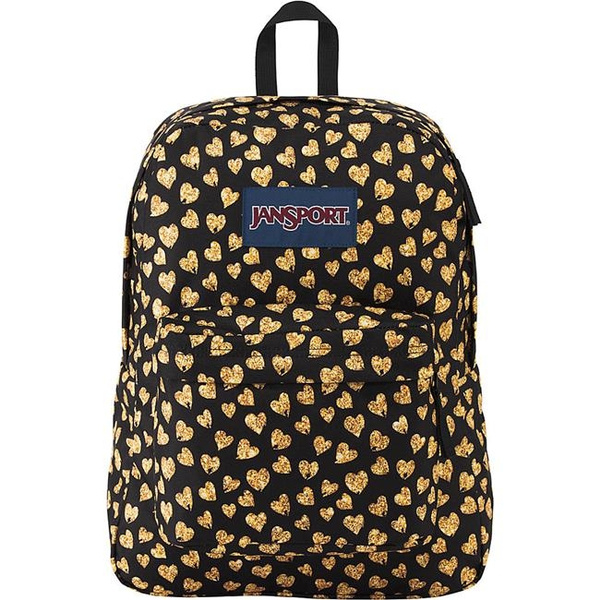 JanSport Superbreak Backpack Glitter Hearts Silver Wish