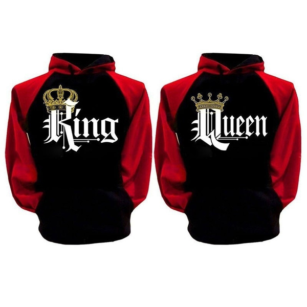 Queen Matching Hoodies Red And Black King And Queen Hoodies