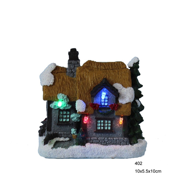 4"Polyresin Christmas decoration house with led Christmas lights