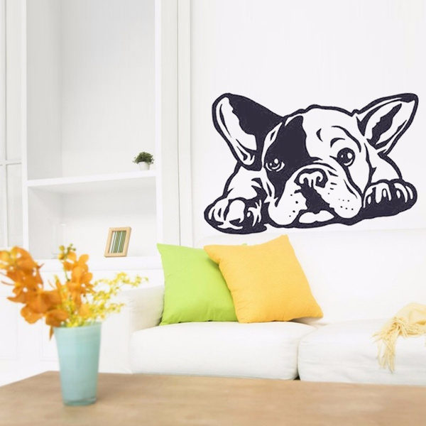 Removable Hot French Bulldog Dog Wall Decals Carving Sticker Home Decor Mural Bedroom Decoration Living Room Wish - French Bulldog Home Decor Uk
