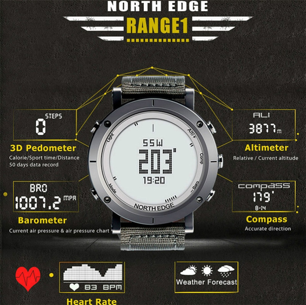 New North Edge Men Sport Digital Watch Hours Running Swimming