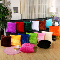 Home Decoration Pure Color Fur Fluffy Sofa Pillow Soft Plush Luxury Cushion Cover