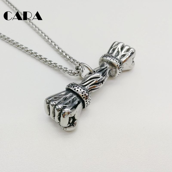 New Fashion Men's Stainless Steel Dumbbell Pendant Gym Fitness