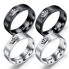 Couple Rings, King, crown, Stainless Steel