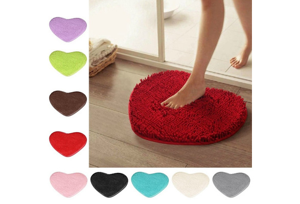 40x30cm Shower Nonslip Soft Plush Bath Rug Memory Foam Flannel Carpet Heart Mat 
