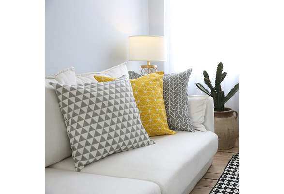 Modern Sofa Cushion Cover Yellow Grey, Grey Sofa Cushion Covers