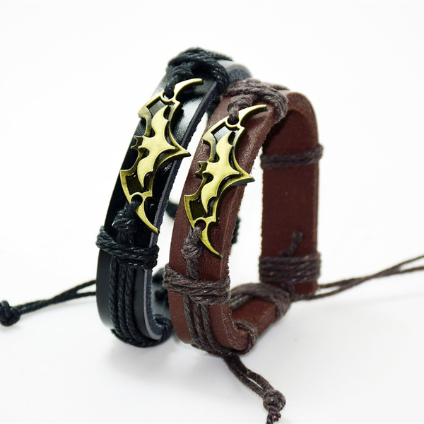 Men Bracelets Alloy Batman Leather Bracelet Bangle for Women Men Vintage  Punk Charm Jewelry | Wish