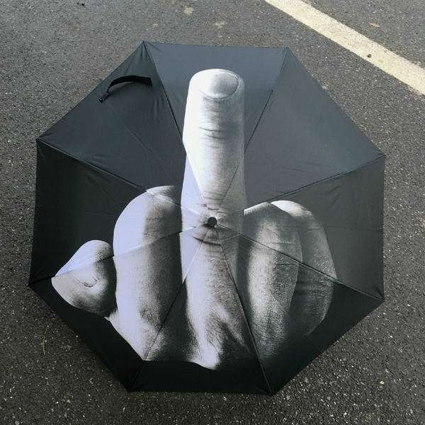 Paraguas de transferencia de calor Paraguas de personalidad FOLLA LLUVIA Paraguas de dedo vertical Dedo Tres plegable Tubo de papel | Wish