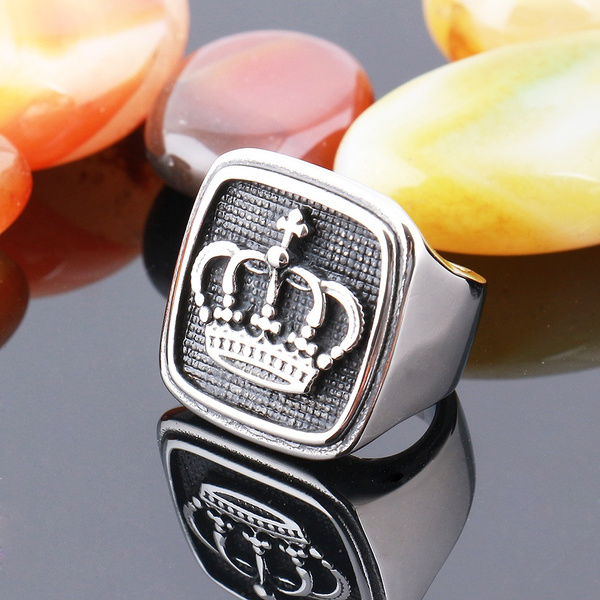 Men Royal King Crown Ring Stainless Steel Ring Vintage Men Jewelry
