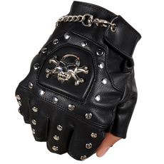 bikerglove, fingerlessglove, skull, leather